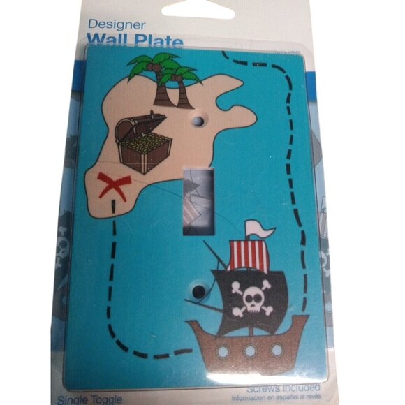 Pirate Treasure Map Designer Wall Plate Single Toggle Light Switch Screws NEW - Picture 1 of 5